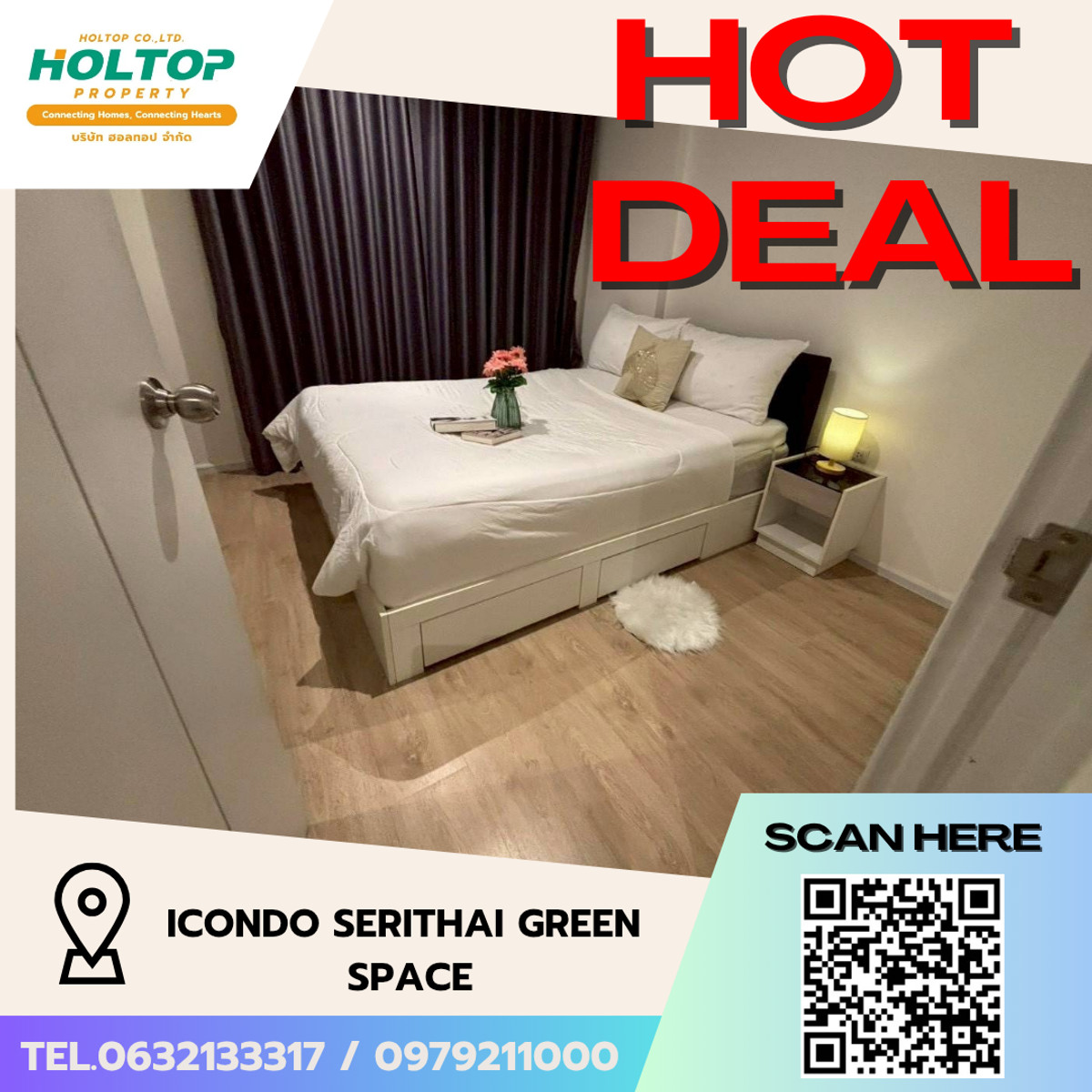For RentCondoSeri Thai, Ramkhamhaeng Nida : #L043🎉 110369 Condo for rent iCondo Serithai Green Space