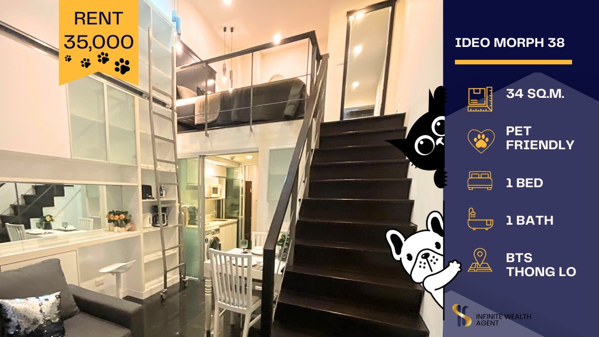 For RentCondoSukhumvit, Asoke, Thonglor : 🐶 Pet-Friendly Condo at Ideo Morph 38 🐱 🏙️ Beautiful unit in Thonglor with a unique design! 🐾