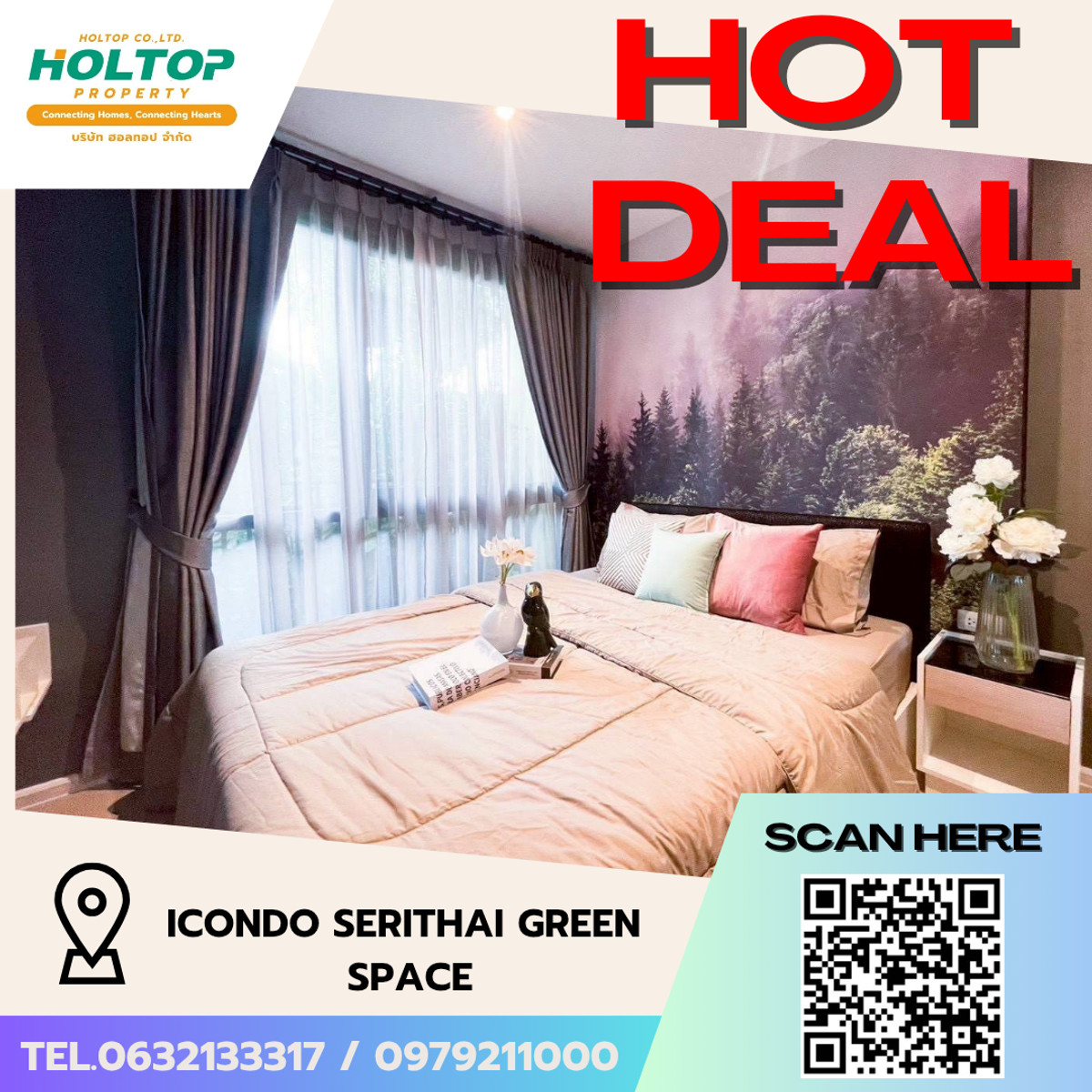 For RentCondoSeri Thai, Ramkhamhaeng Nida : #L042🎉 110369 Condo for rent iCondo Serithai Green Space