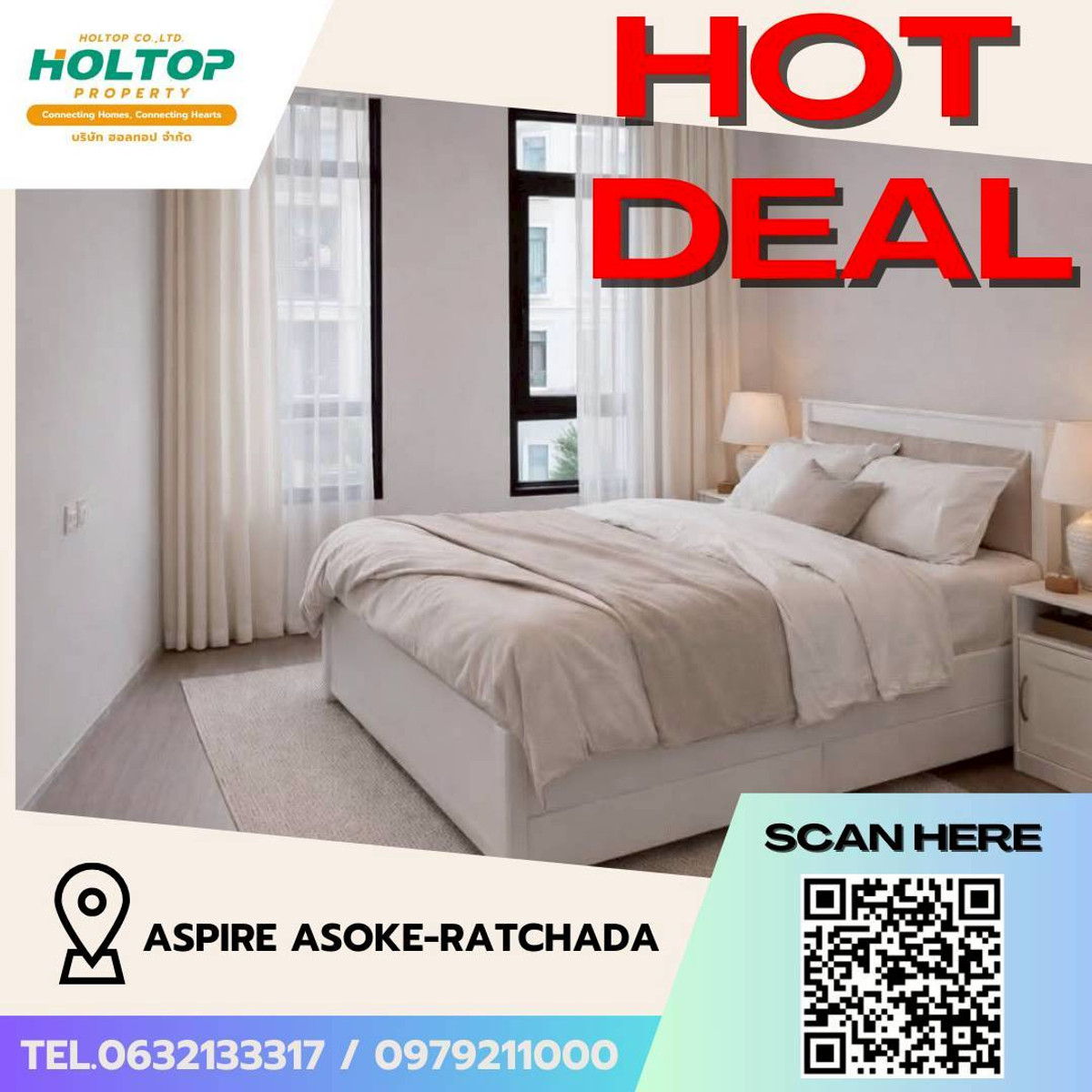 For RentCondoRama9, Petchburi, RCA : #L047🎉 110369 Condo for rent Aspire Asoke-Ratchada