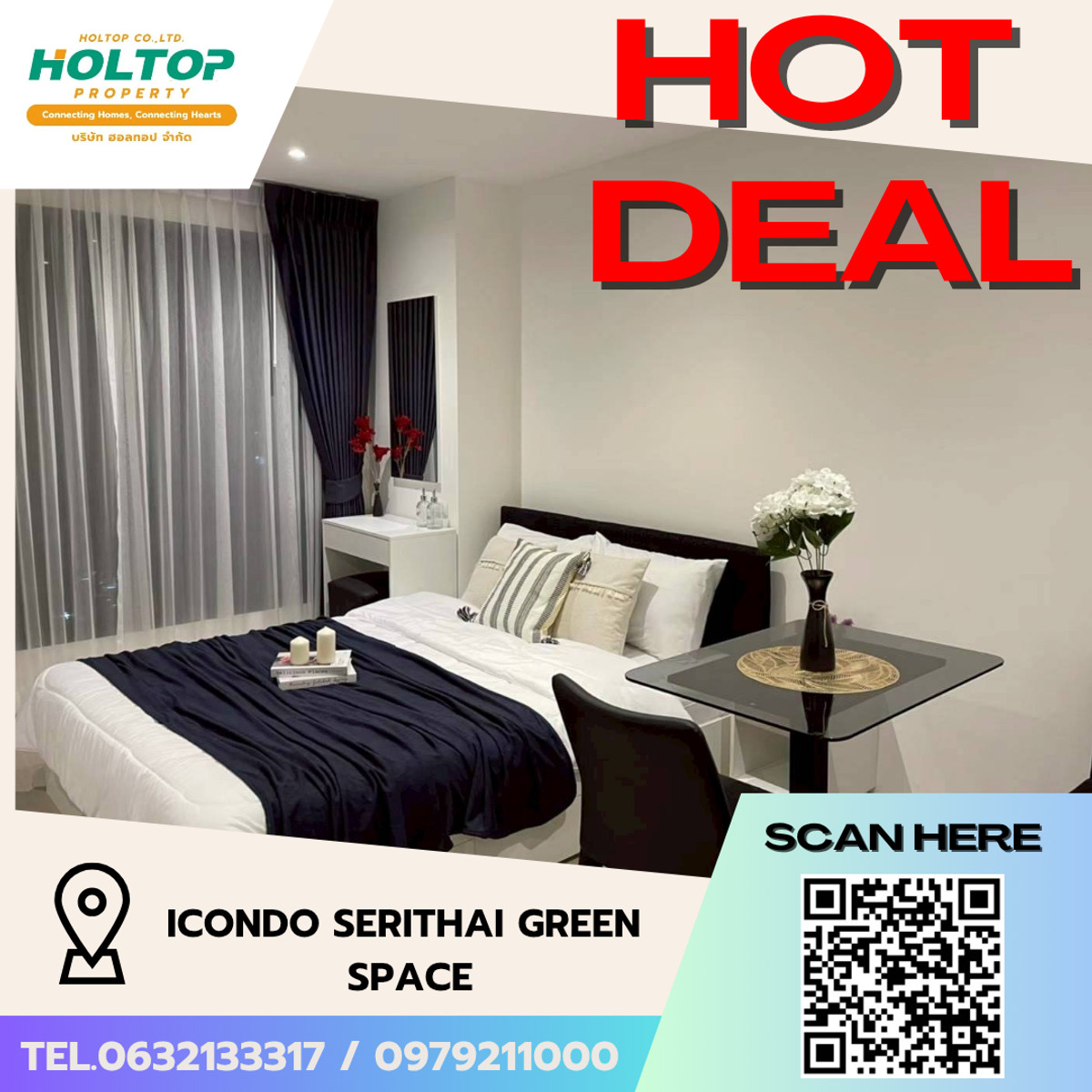 For RentCondoSeri Thai, Ramkhamhaeng Nida : #L041🎉 110369 Condo for rent iCondo Serithai Green Space