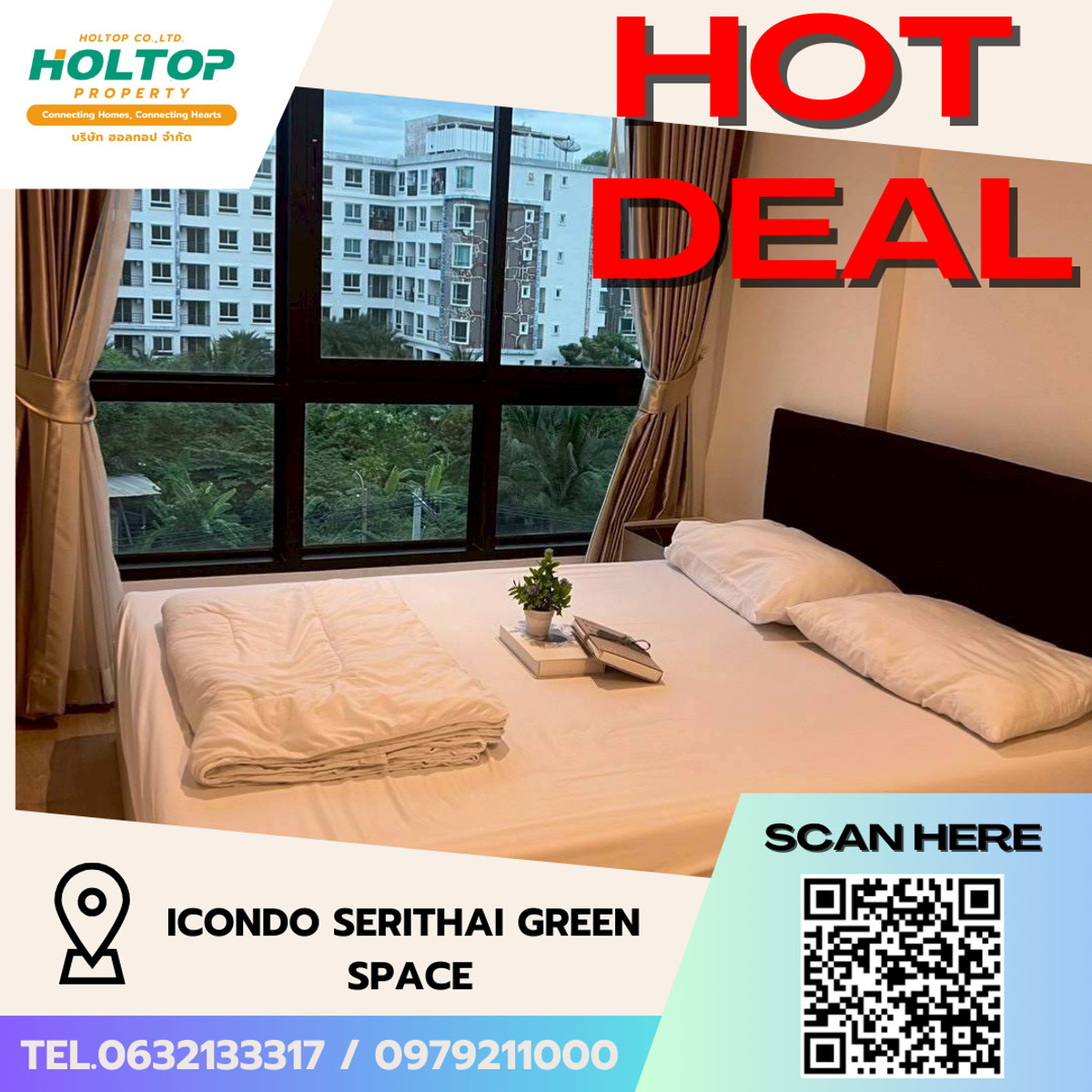 For RentCondoSeri Thai, Ramkhamhaeng Nida : #L040🎉 110369 Condo for rent iCondo Serithai Green Space  