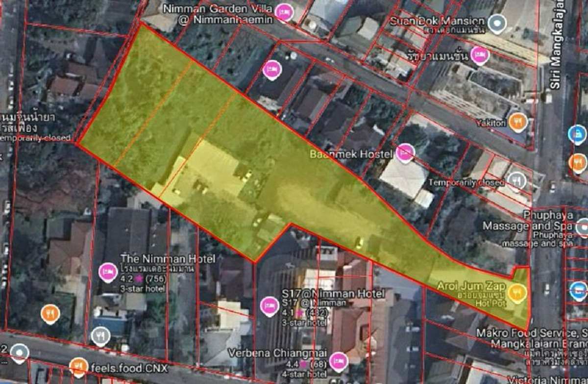 For SaleLandChiang Mai : Land 3-1-61 rai, Nimman, road frontage 23 meters, Suthep Subdistrict, Mueang Chiang Mai District. Chiang Mai Province