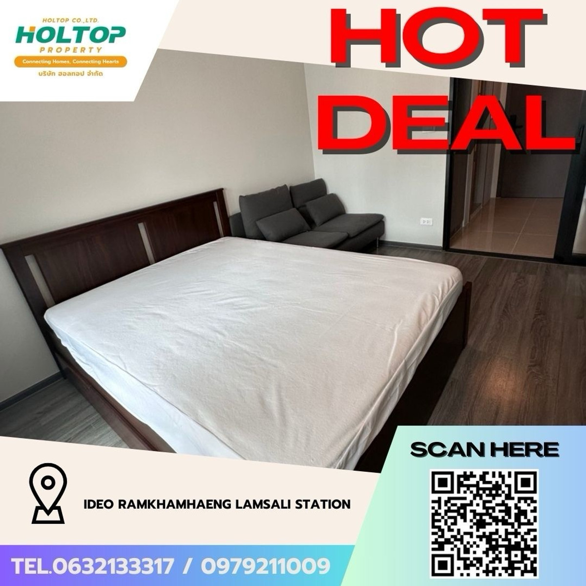 For RentCondoSeri Thai, Ramkhamhaeng Nida : #Z4949💥 110369🔥Condo for rent Ideo Ramkhamhaeng Lamsali Station.