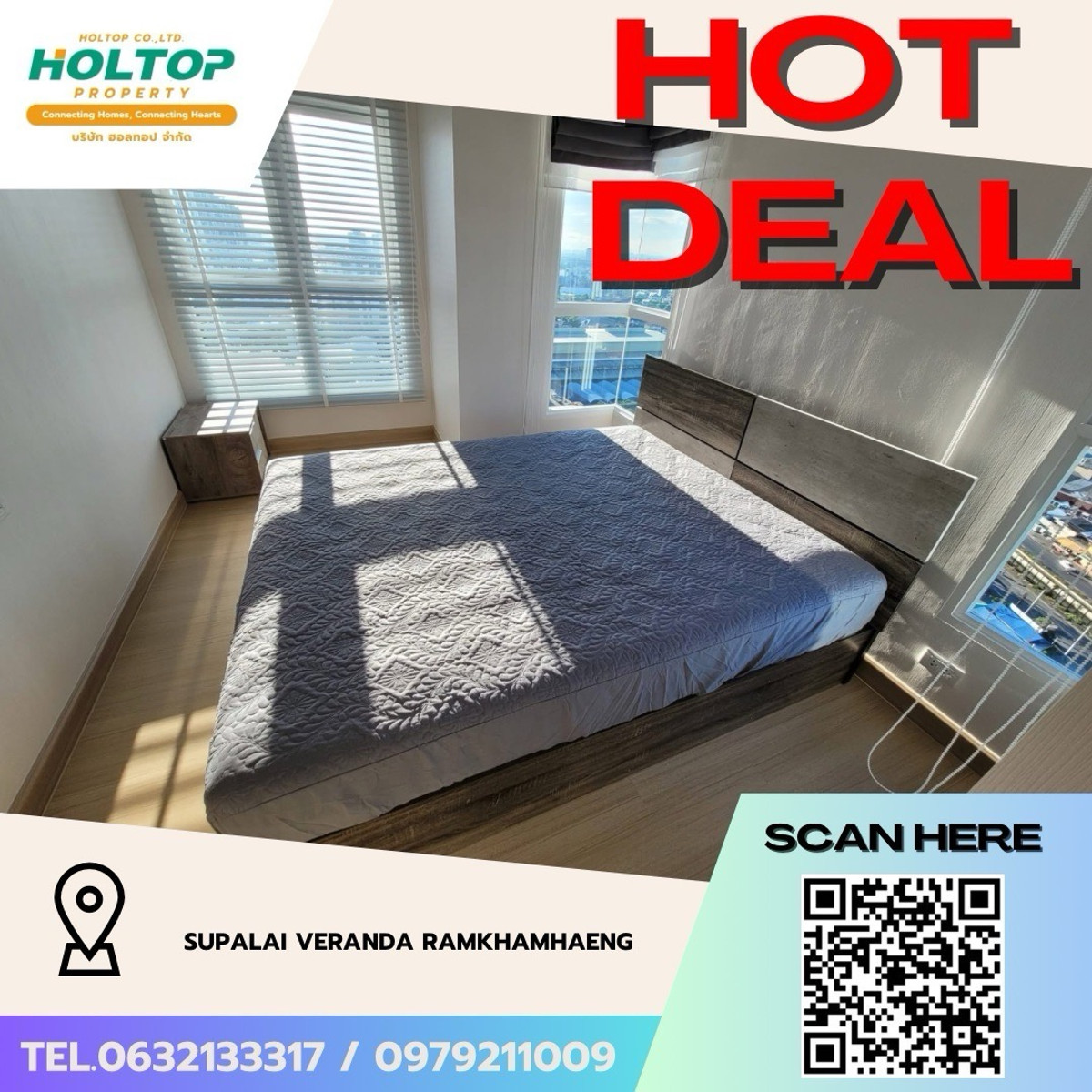 For RentCondoRamkhamhaeng, Hua Mak : #Z4955💥 110369 🔥Condo for rent Supalai Veranda Ramkhamhaeng (original code S3076)