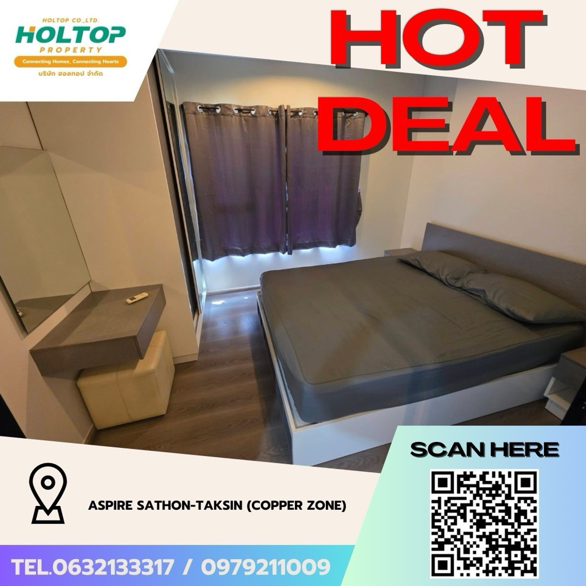 For RentCondoThaphra, Talat Phlu, Wutthakat : #Z4940💥 110369 🔥Condo for rent Aspire Sathon-Taksin (Copper Zone)