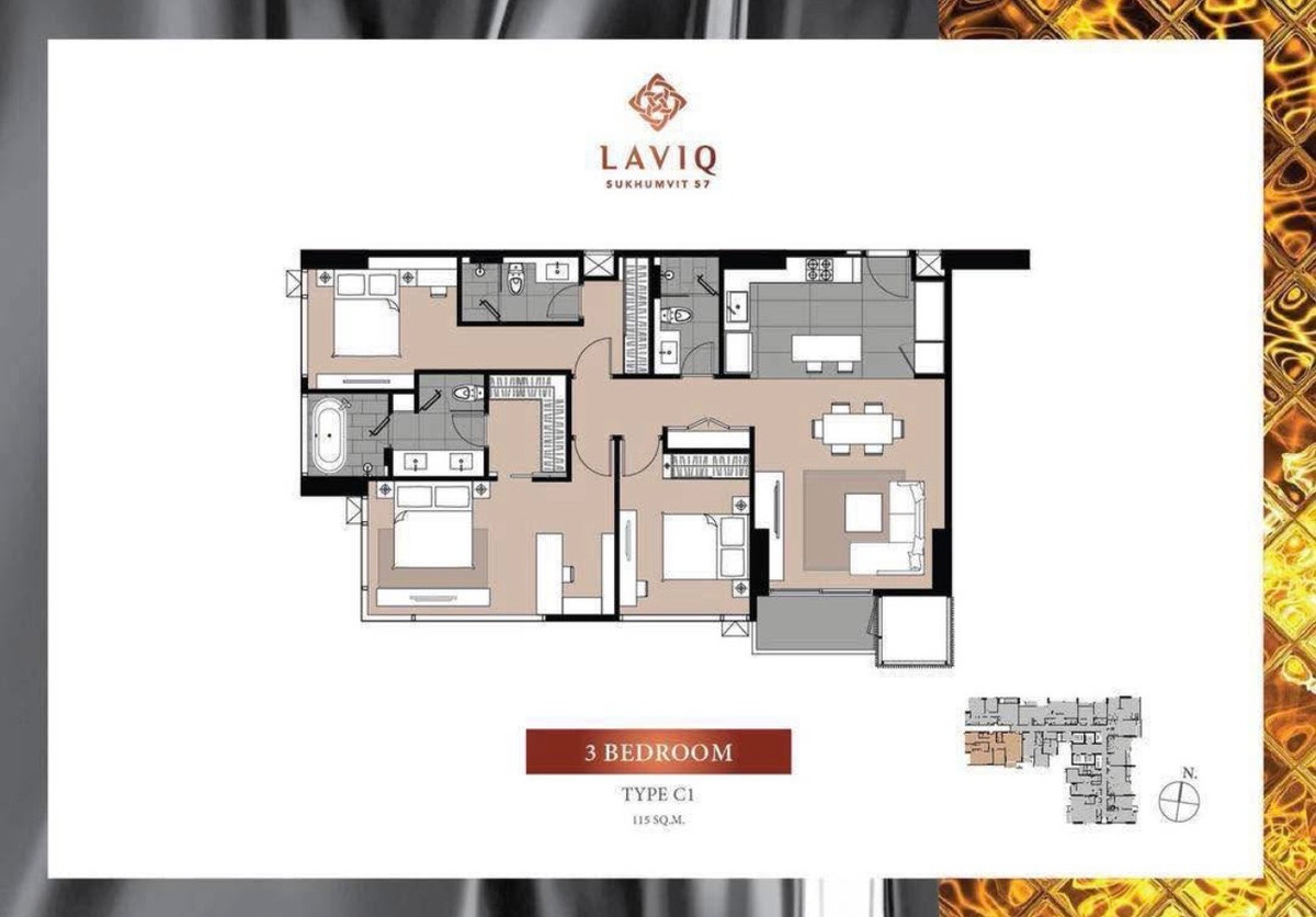For RentCondoSukhumvit, Asoke, Thonglor : Condo Laviq Sukhumvit 57 near BTS Thonglor 3 bedroom 3 bathroom 115 sqm Ready to move in