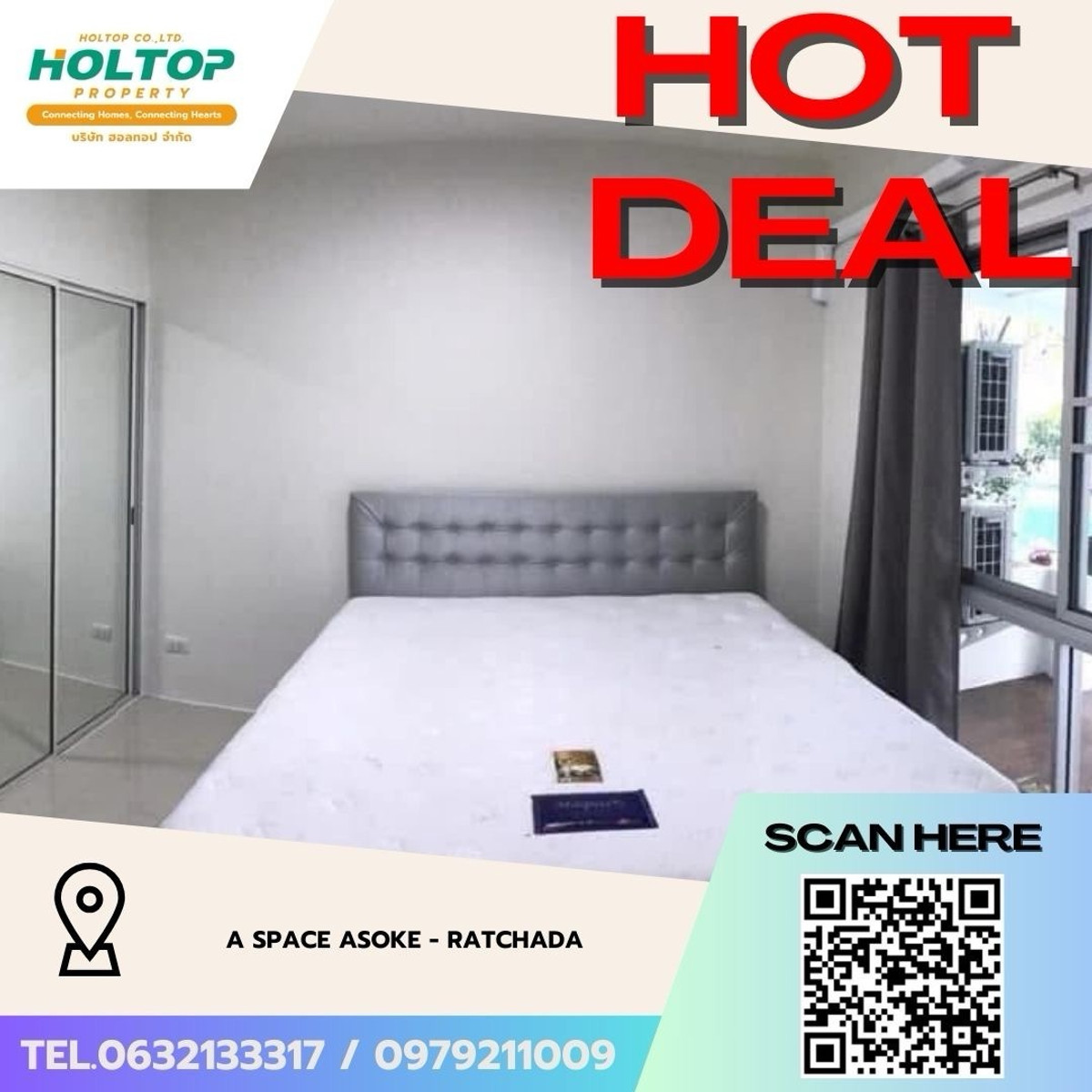 ให้เช่าคอนโดพระราม 9 เพชรบุรีตัดใหม่ RCA : #Z4951💥 110369 🔥ให้เช่าคอนโด A Space Asoke - Ratchada (รหัสเดิม Z715)