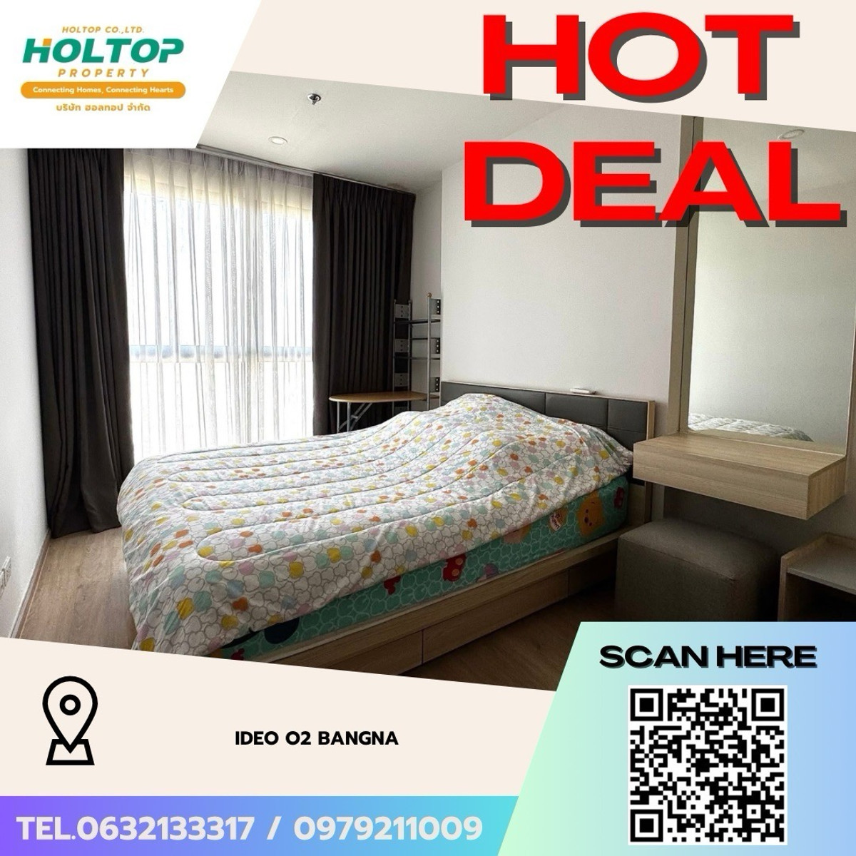 ให้เช่าคอนโดบางนา แบริ่ง ลาซาล : #Z4947💥 110369 🔥ให้เช่าคอนโด Ideo O2 Bangna