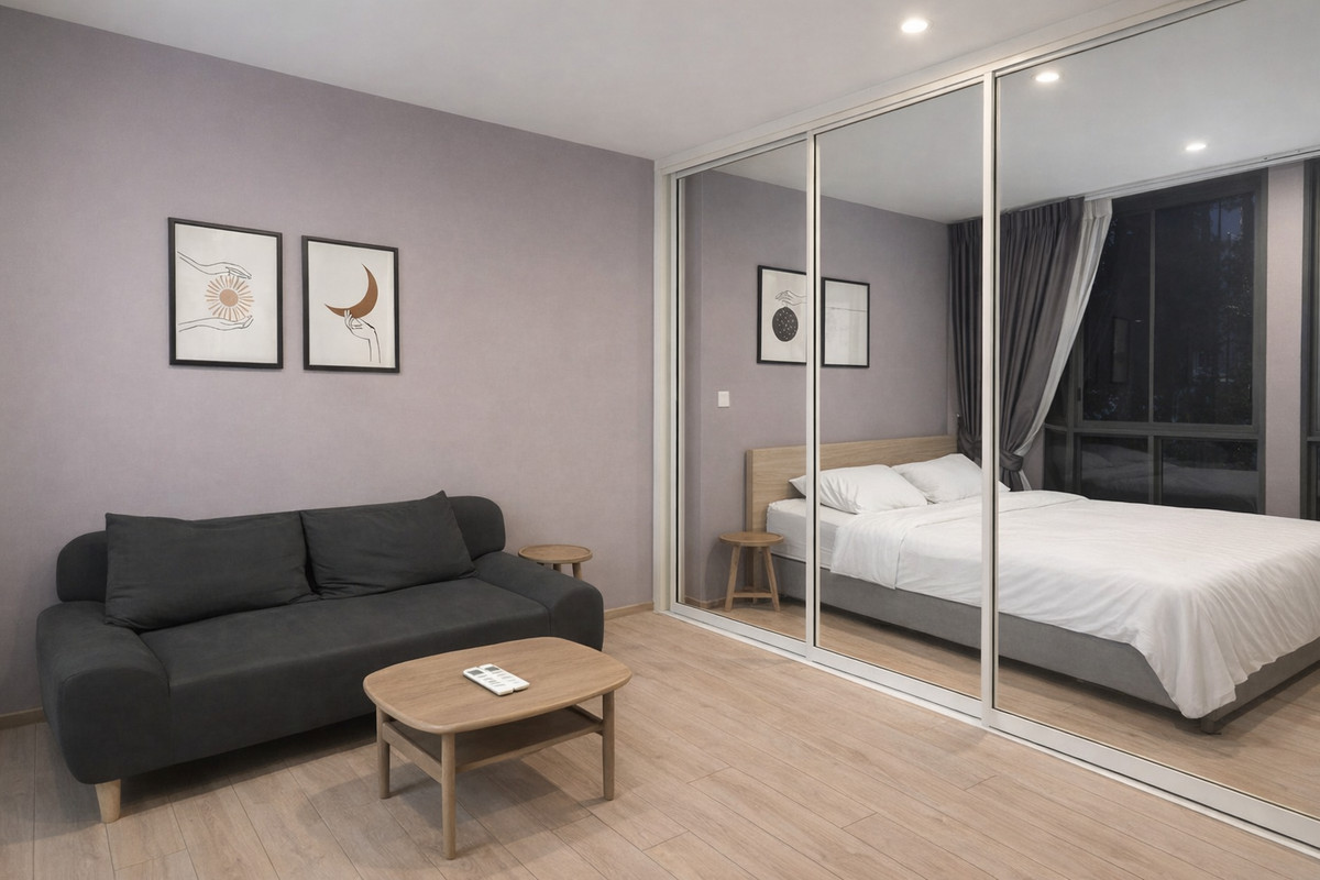 For RentCondoOnnut, Udomsuk : Condo for rent, Chambers On Nut Station, Sukhumvit 81 (25 sq m.), 1 bedroom, 1 bathroom, near BTS On Nut.