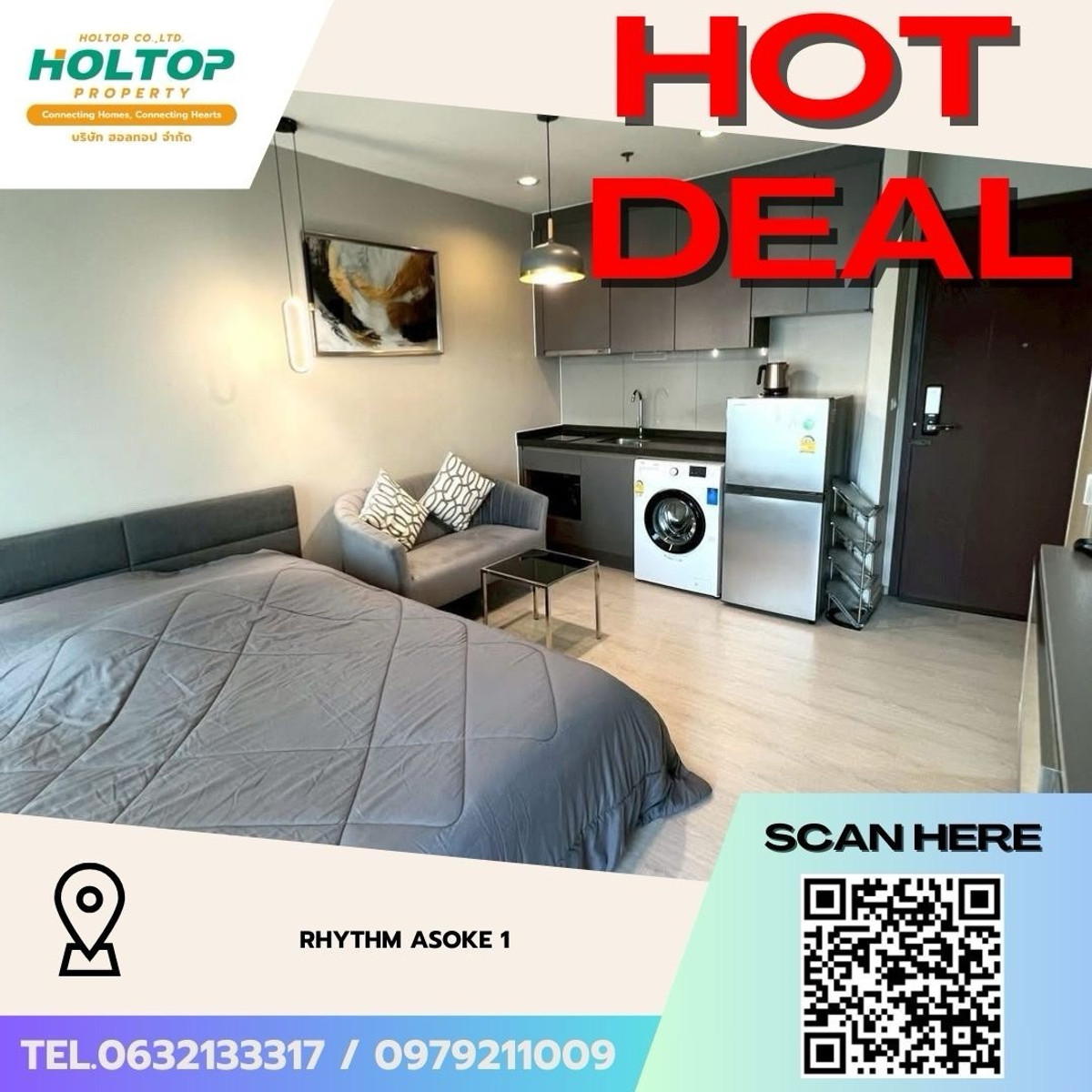 For RentCondoRama9, Petchburi, RCA : #Z4950💥 110369 🔥Condo for rent Rhythm Asoke 1 (original code Z2185)