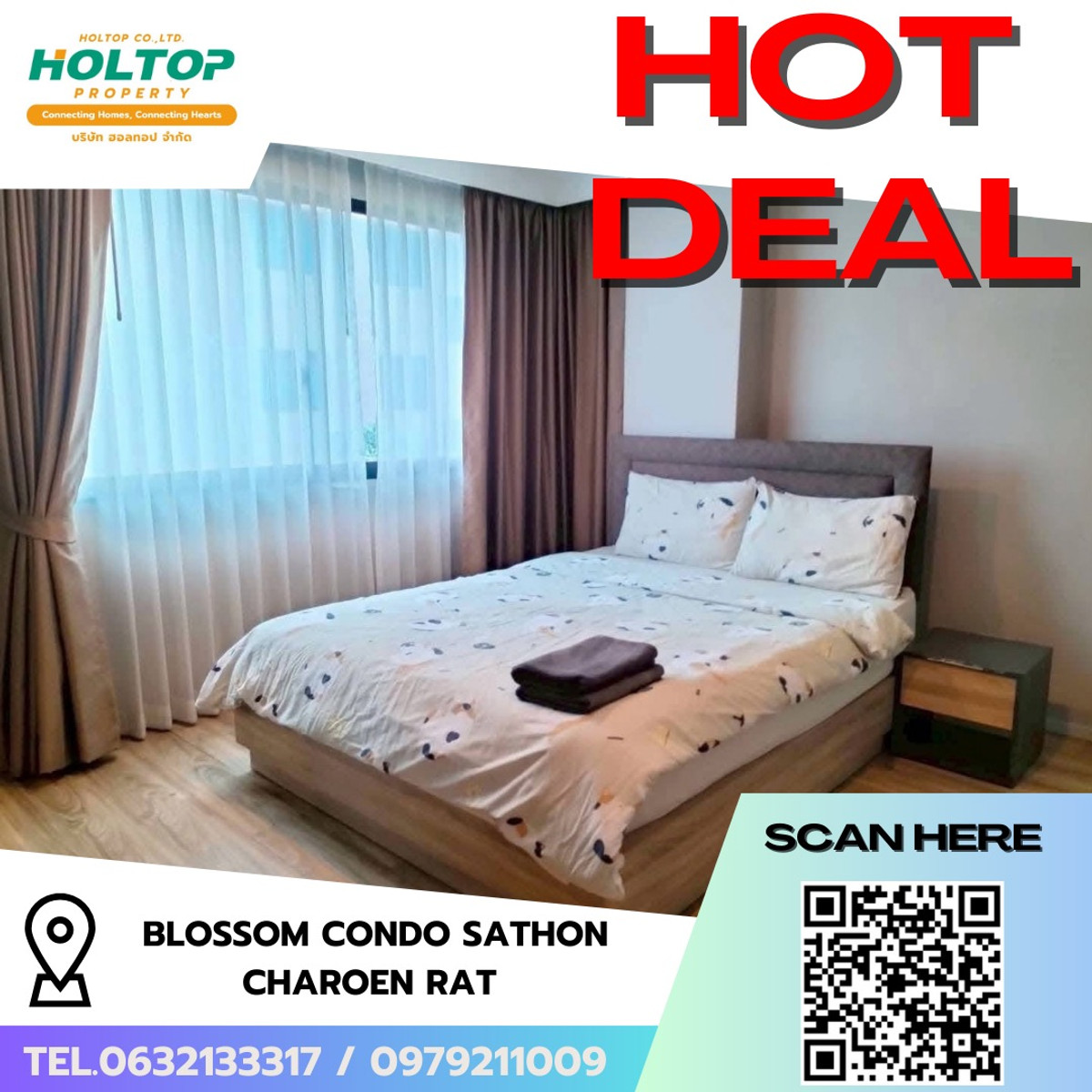 ให้เช่าคอนโดสาทร นราธิวาส : #R9606 🎉 120369 ให้เช่าคอนโด Blossom Condo Sathon-Charoen Rat 