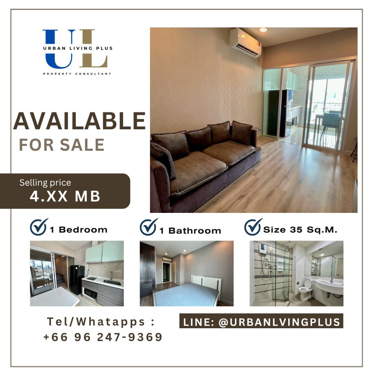 For SaleCondoSathorn, Narathiwat : ( UL2310271 ) Tel/Line 096-2479369 ,  FOR SELL Centric Sathorn St.louis 1 BEDROOM 1 BATHROOM 35 SQ.M. RARE ITEM