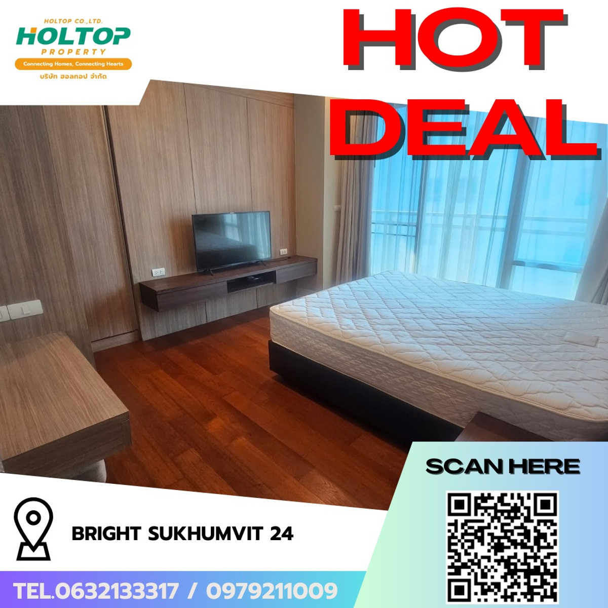 ให้เช่าคอนโดสุขุมวิท อโศก ทองหล่อ : #R9604 🎉 120369 ให้เช่าคอนโด Bright Sukhumvit 24