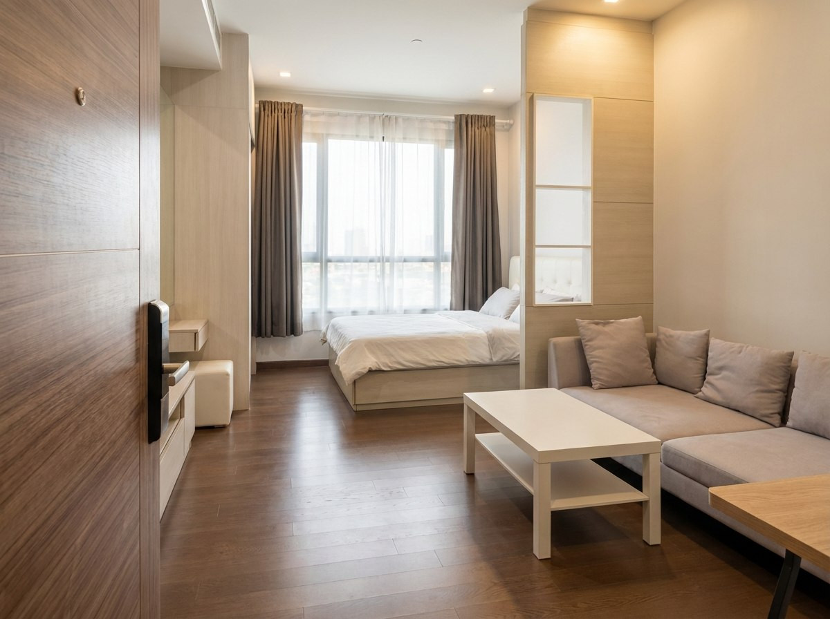 For RentCondoRama9, Petchburi, RCA : 📌Condo for rent Q asoke Studio, 1 bathroom, 31 sq m, rental price 20,000 baht, beautiful room, fully furnished, high floor, ready to move in, rare item room, beautiful central area, very good location, next to MRT Phetchaburi. and Airport Link Makkasan Ca