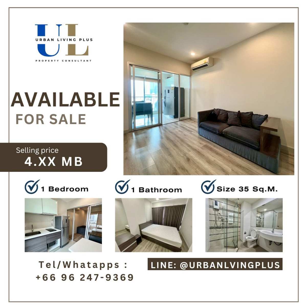 For SaleCondoSathorn, Narathiwat : ( UL2603121 ) Tel/Line 096-2479369 ,  FOR SELL Centric Sathorn St.louis 1 BEDROOM 1 BATHROOM 35 SQ.M. RARE ITEM