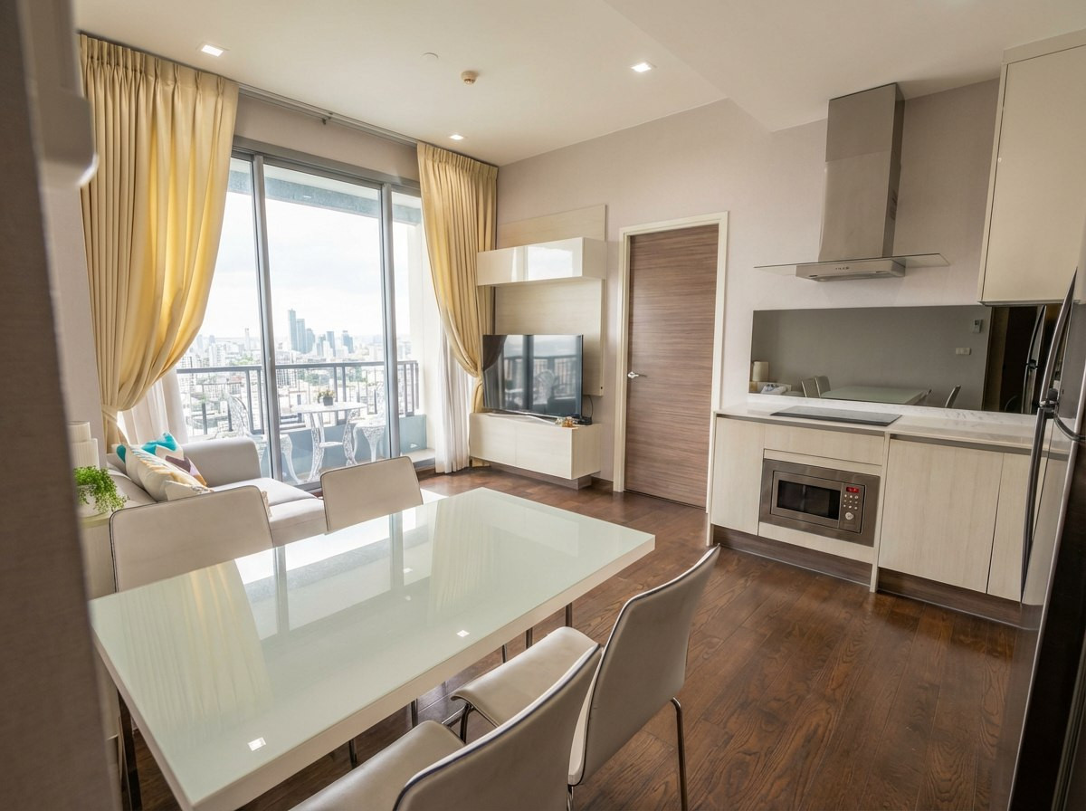 For RentCondoRama9, Petchburi, RCA : 📌Condo for rent Q asoke, 2 bedrooms, 2 bathrooms, 60 sq m, rental price 42,000 baht, beautiful room, fully furnished, high floor, ready to move in, rare item room, beautiful central area, very good location, next to MRT Phetchaburi. and Airport Link Makka