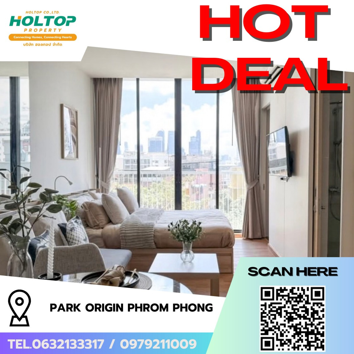 For RentCondoSukhumvit, Asoke, Thonglor : #R9616 🎉 120369 ให้เช่าคอนโด Park Origin Phrom Phong 