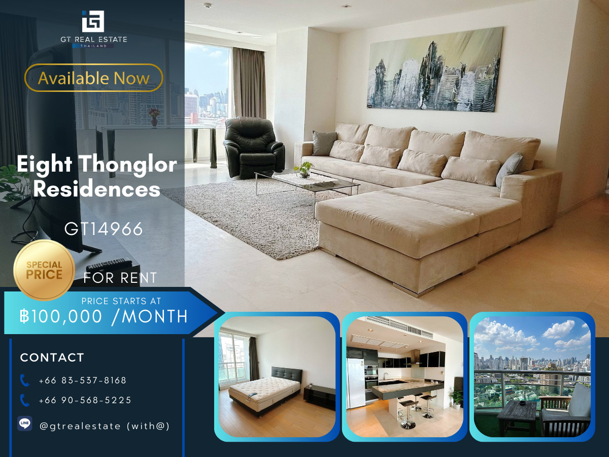 For RentCondoSukhumvit, Asoke, Thonglor : ✨ GT14966 | Condo Eight Thonglor Residences, convenient travel, near BTS, there is a shuttle, beautiful room, fully furnished. Vacant and ready to move in!!