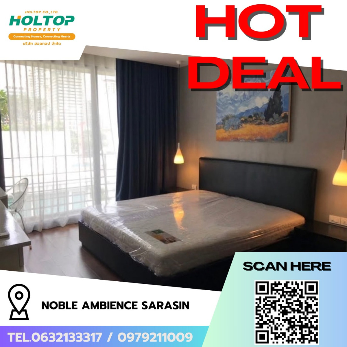 ให้เช่าคอนโดวิทยุ ชิดลม หลังสวน : #R9633  🎉 130369 ให้เช่าคอนโด Noble Ambience Sarasin 