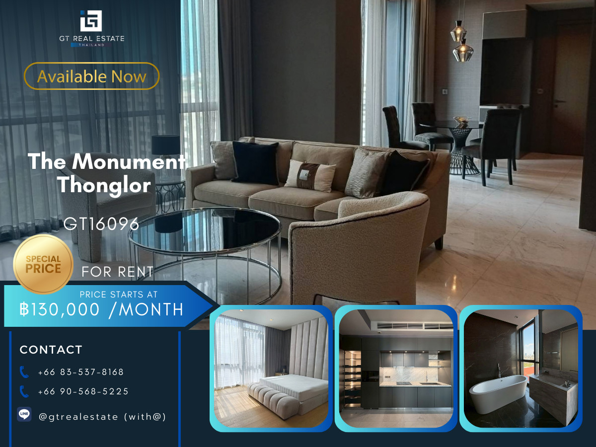 For RentCondoSukhumvit, Asoke, Thonglor : ✨ GT16096 | Luxury condo at The Monument Thonglor, convenient travel, near BTS, there is a shuttle, beautifully decorated room, fully furnished, ready to move in.