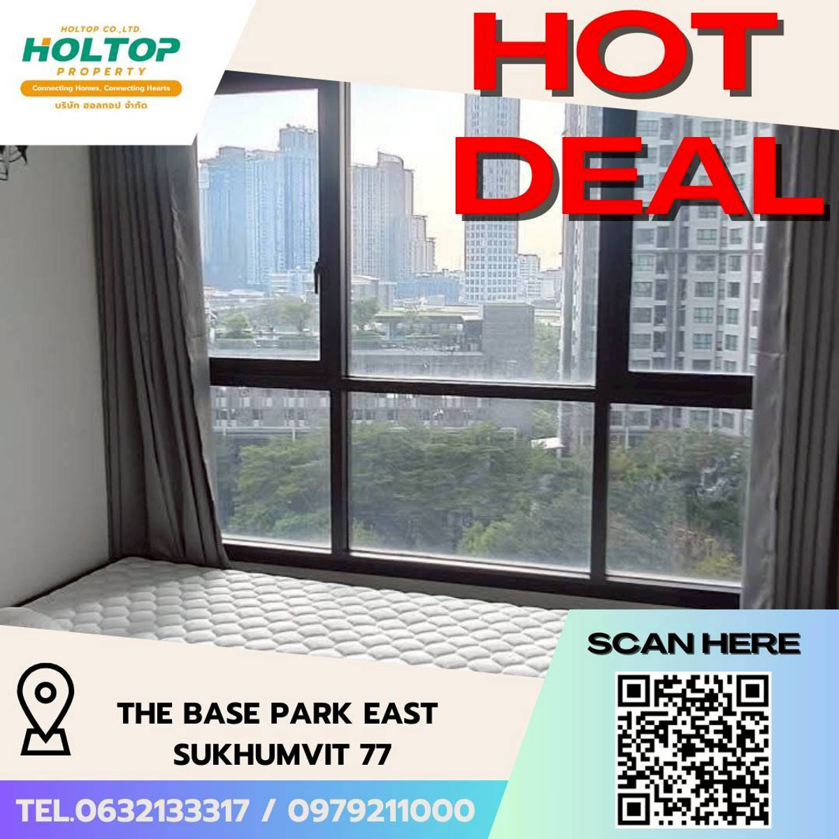 For RentCondoOnnut, Udomsuk : #L074 🎉 130169 ให้เช่าคอนโด The Base Park East Sukhumvit 77