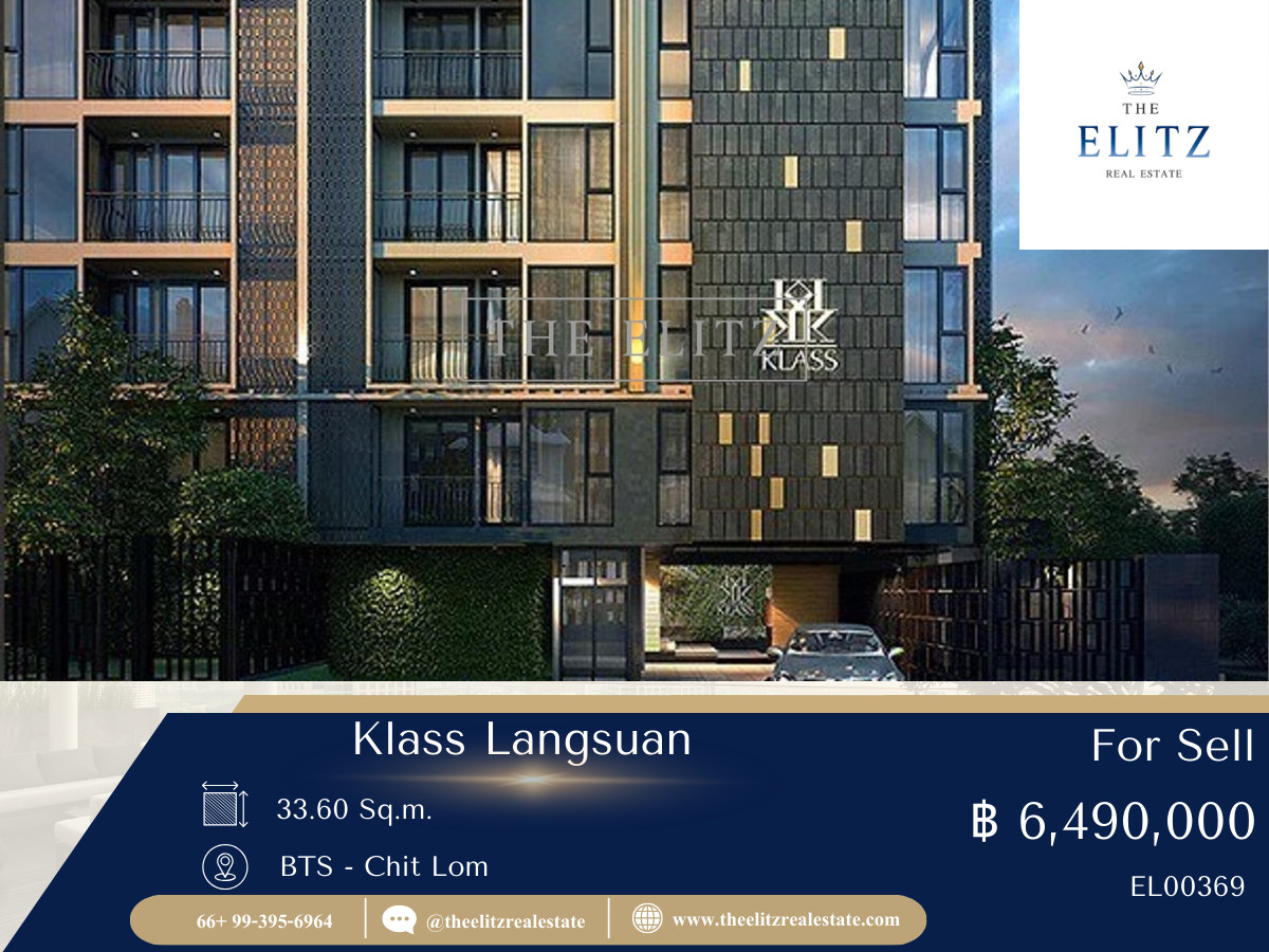 For SaleCondoWitthayu, Chidlom, Langsuan, Ploenchit : ✨ Tranquility that cannot be found on the main road. Klass Langsuan. The room is in neat condition. Excellent layout Among a high quality society 🎉
