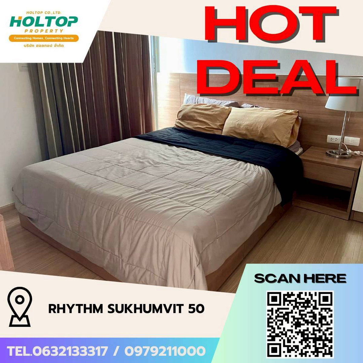 ให้เช่าคอนโดอ่อนนุช อุดมสุข : #L075🎉130369 คอนโดให้เช่า ริทึ่ม สุขุมวิท 50