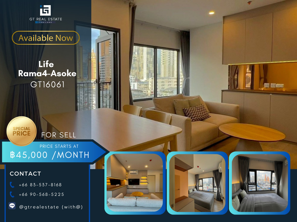 For RentCondoKhlongtoei, Kluaynamthai : 🔥 GT16061 | Life Rama4-Asoke, beautiful room, available, ready to move in.