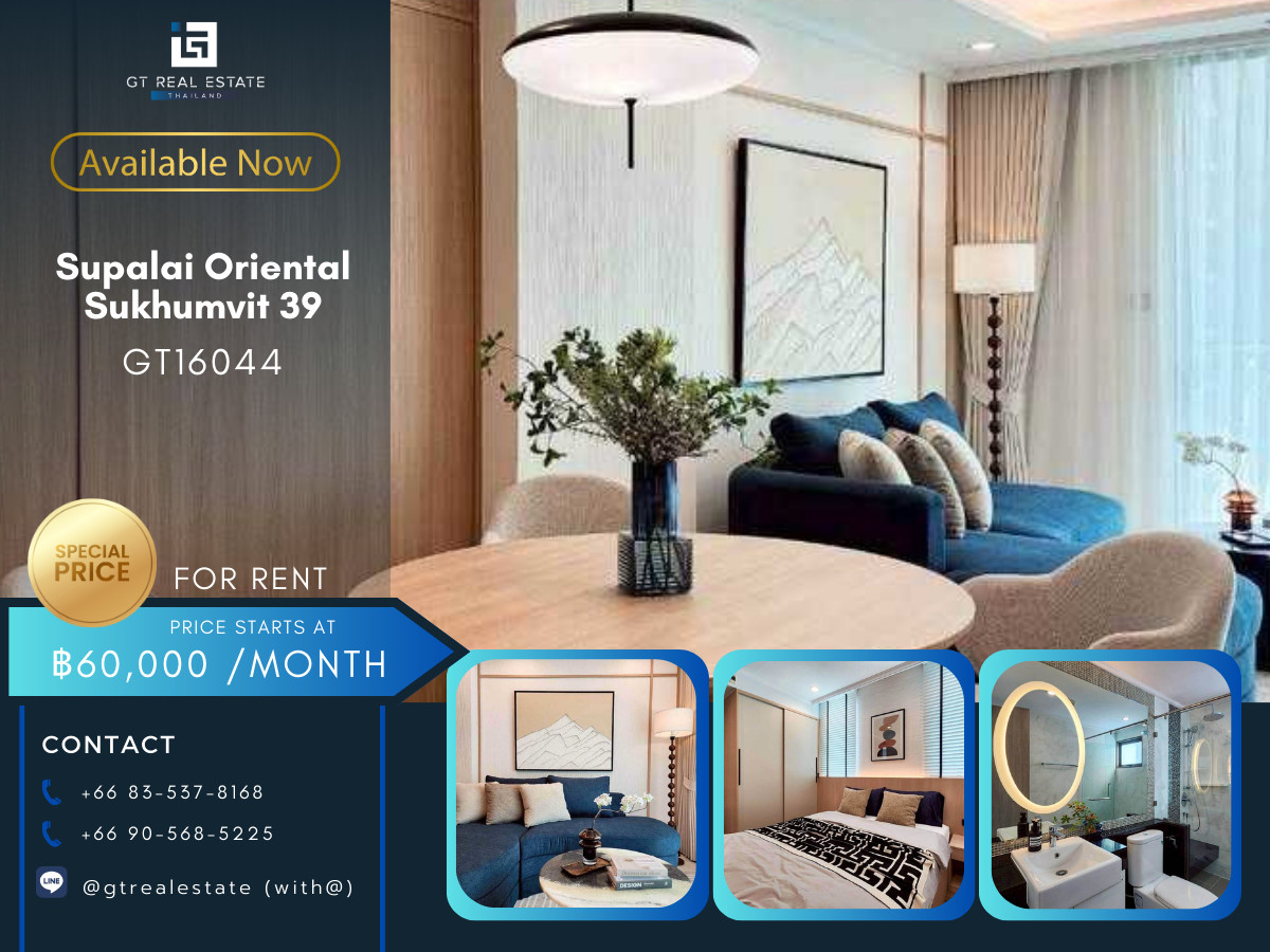 For RentCondoSukhumvit, Asoke, Thonglor : ✨ GT16044 | Supalai Oriental Sukhumvit 39, beautiful room, fully furnished. Ready to rent