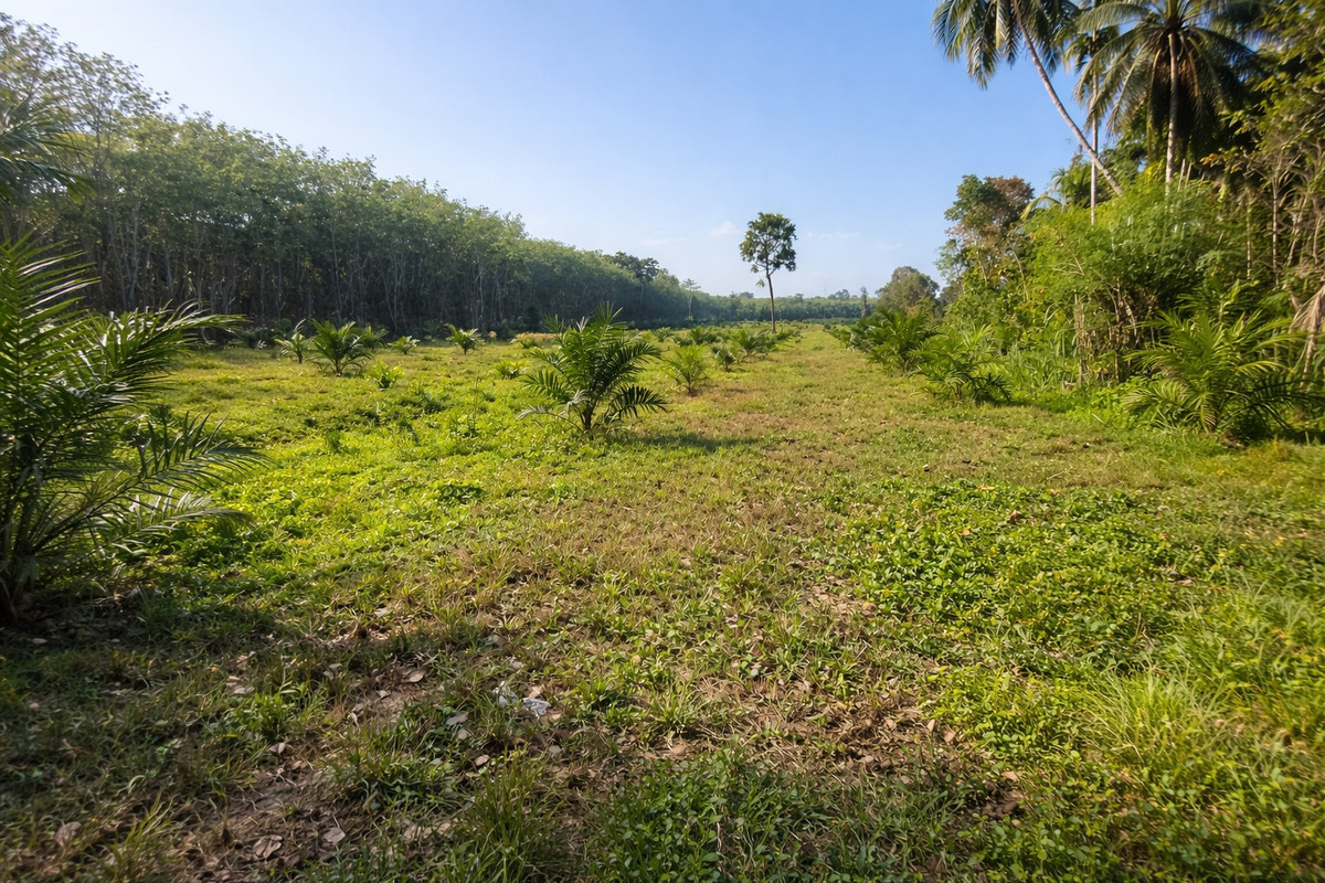 ขายที่ดินนครศรีธรรมราช : 🌴 ขายสวนปาล์ม ติดถนนดำ เอกสารสิทธิ “โฉนด” 🌴  ติดถนนดำ สาย ทุ่งใหญ่ – วัดขนาน