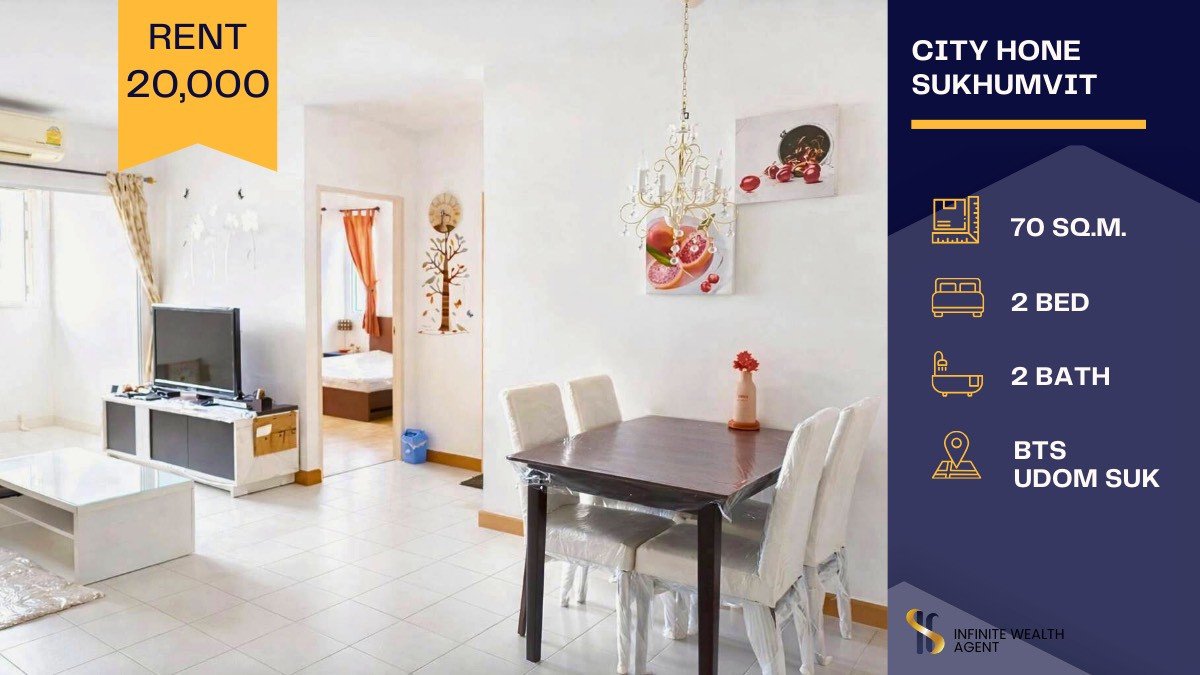 For RentCondoOnnut, Udomsuk : 🏢 Condo for Rent at City Home Sukhumvit – Spacious Corner Unit with Great Privacy, Near BTS Udom Suk 🚆✨