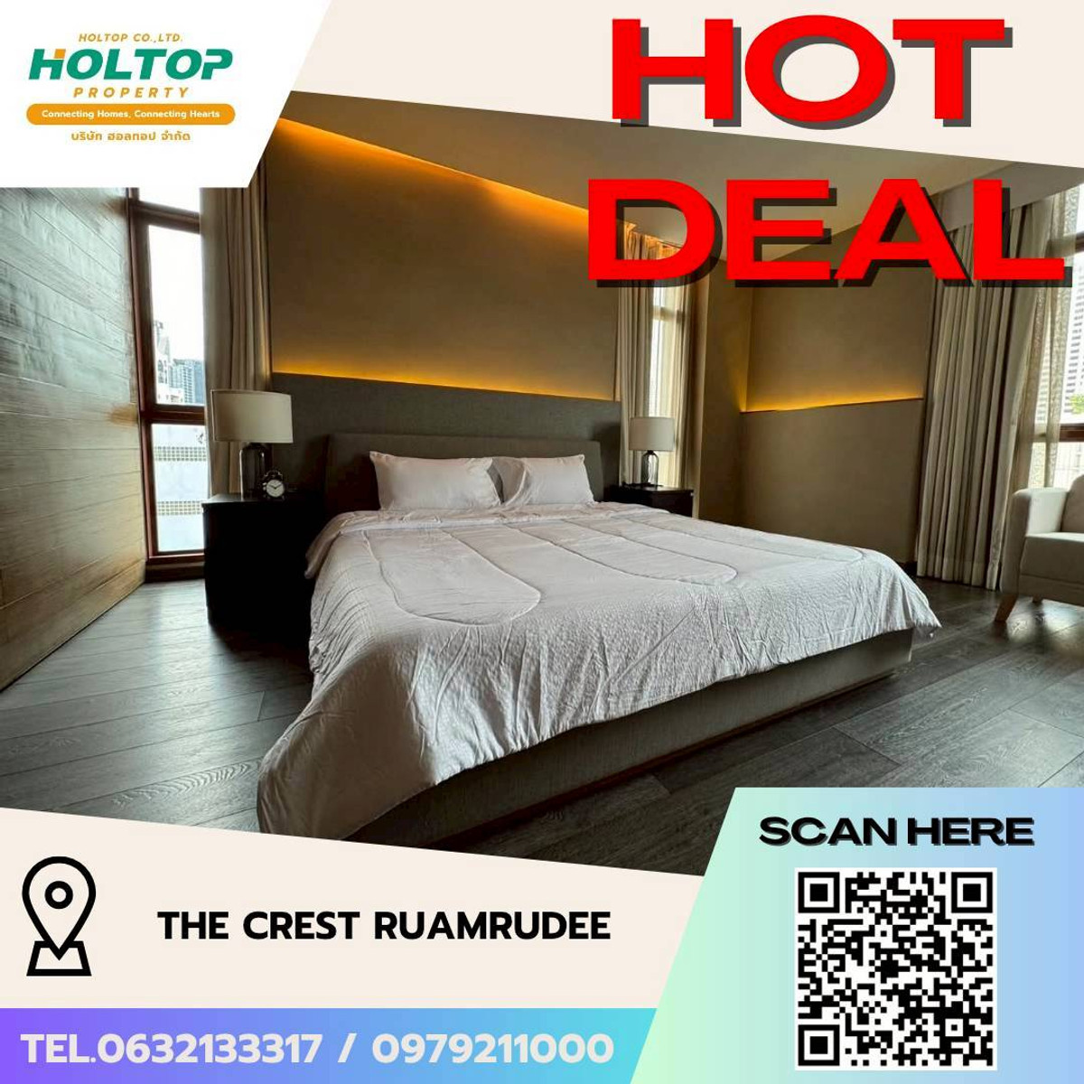 For RentCondoWitthayu, Chidlom, Langsuan, Ploenchit : #L092🎉160369 Condo for rent The Crest Ruamrudee  