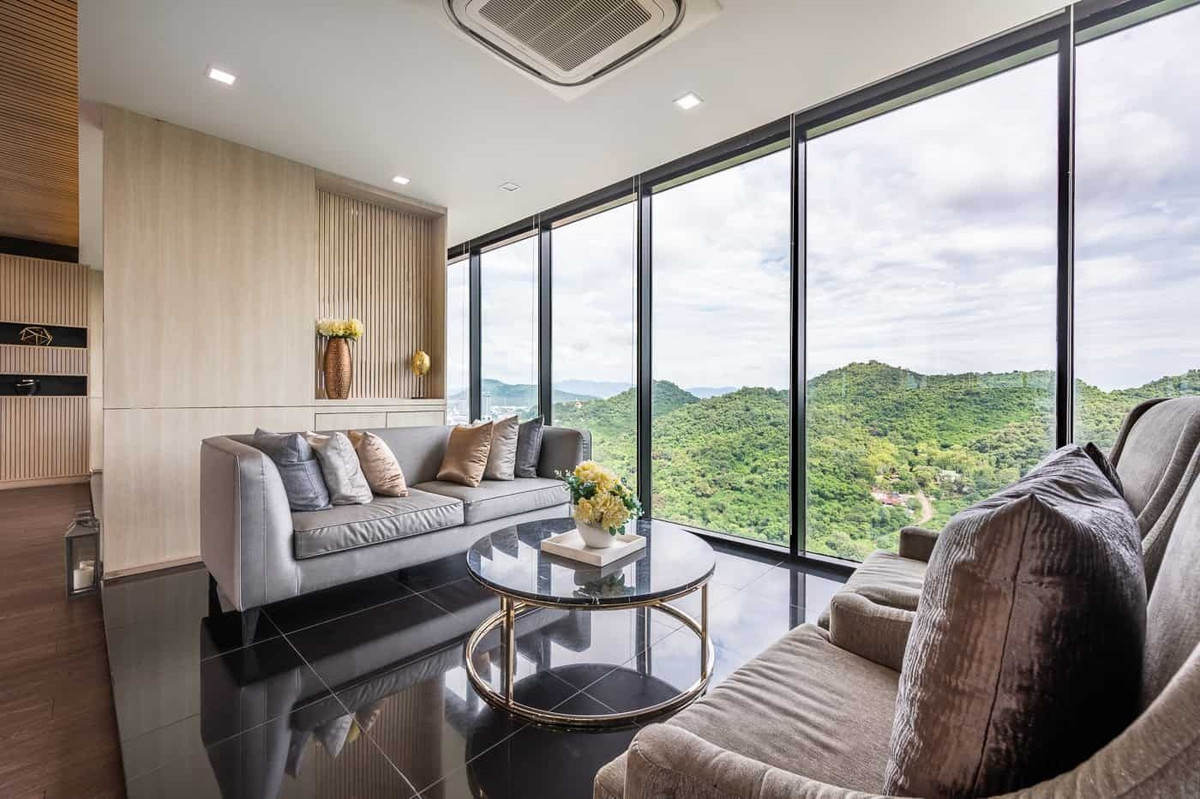 CondoSriracha Laem Chabang Ban Bueng : Condo for sale/rent, sea view + city and mountain view, high floor, KnightsBridge The Ocean Sriracha