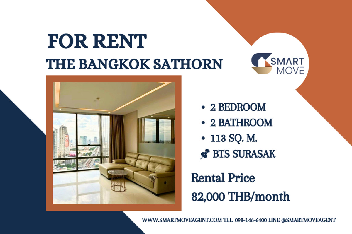 For RentCondoSathorn, Narathiwat : 🔥 For Rent !! city view, high floor 26++,  large room !! 🔥 Code C20221201547..........The Bangkok Sathorn, 2 bedroom, 2 bathroom, furnished, ready to move in 📣📣