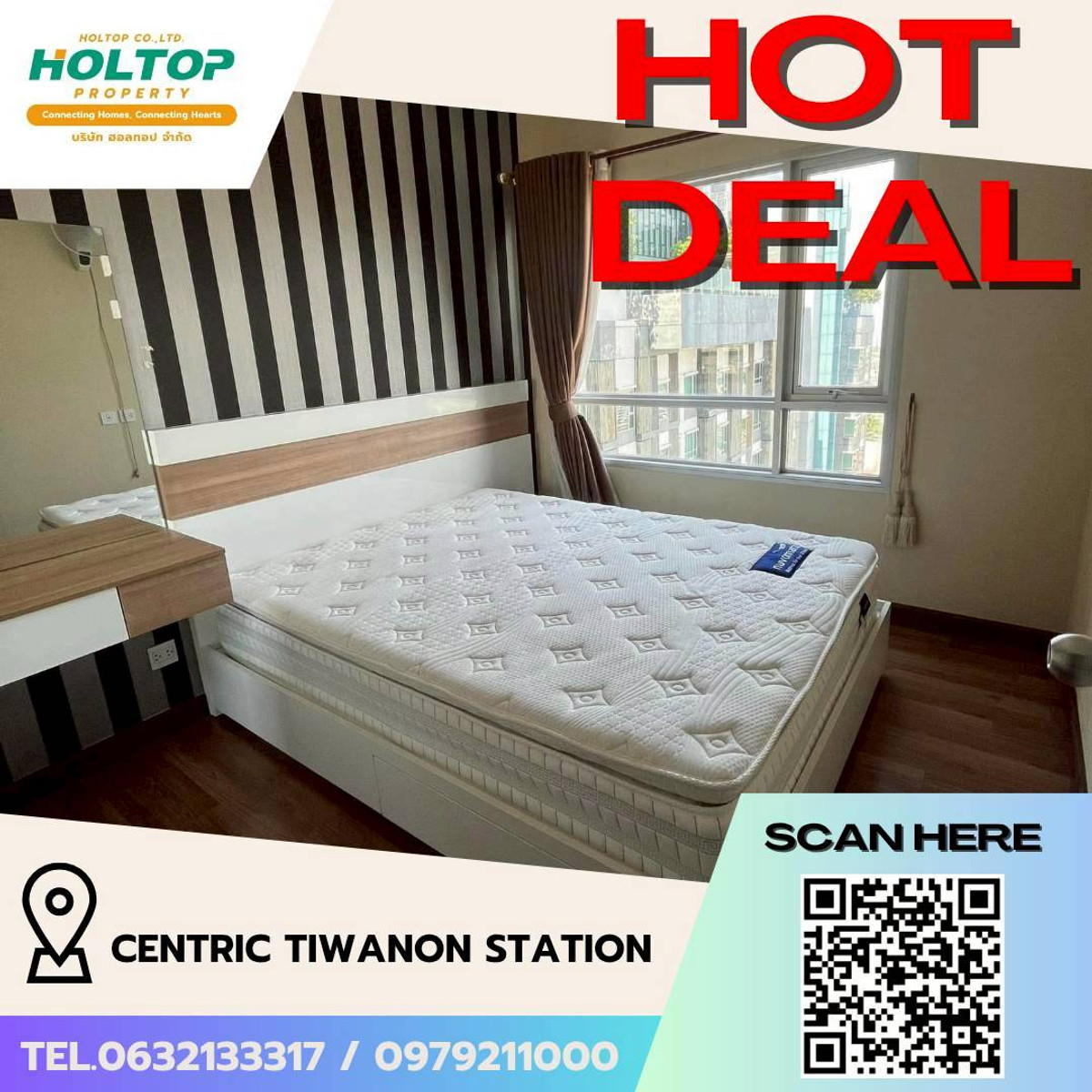 For RentCondoRattanathibet, Sanambinna : #L088 🎉160369  Condo for rent Centric Tiwanon Station(รหัสเดิมS2772)  