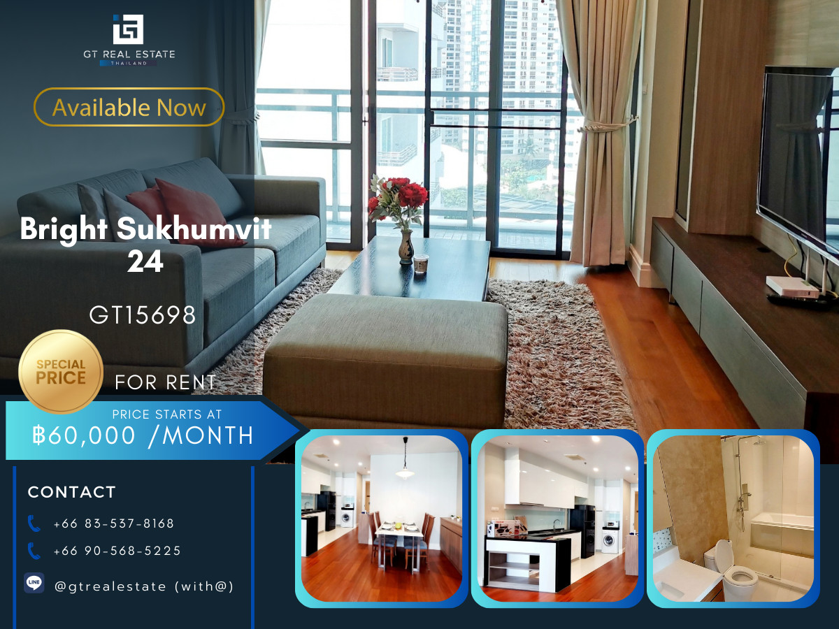 For RentCondoSukhumvit, Asoke, Thonglor : Condo Bright Sukhumvit 24, convenient travel, close to BTS, has a shuttle, fully furnished, ready to move in!!