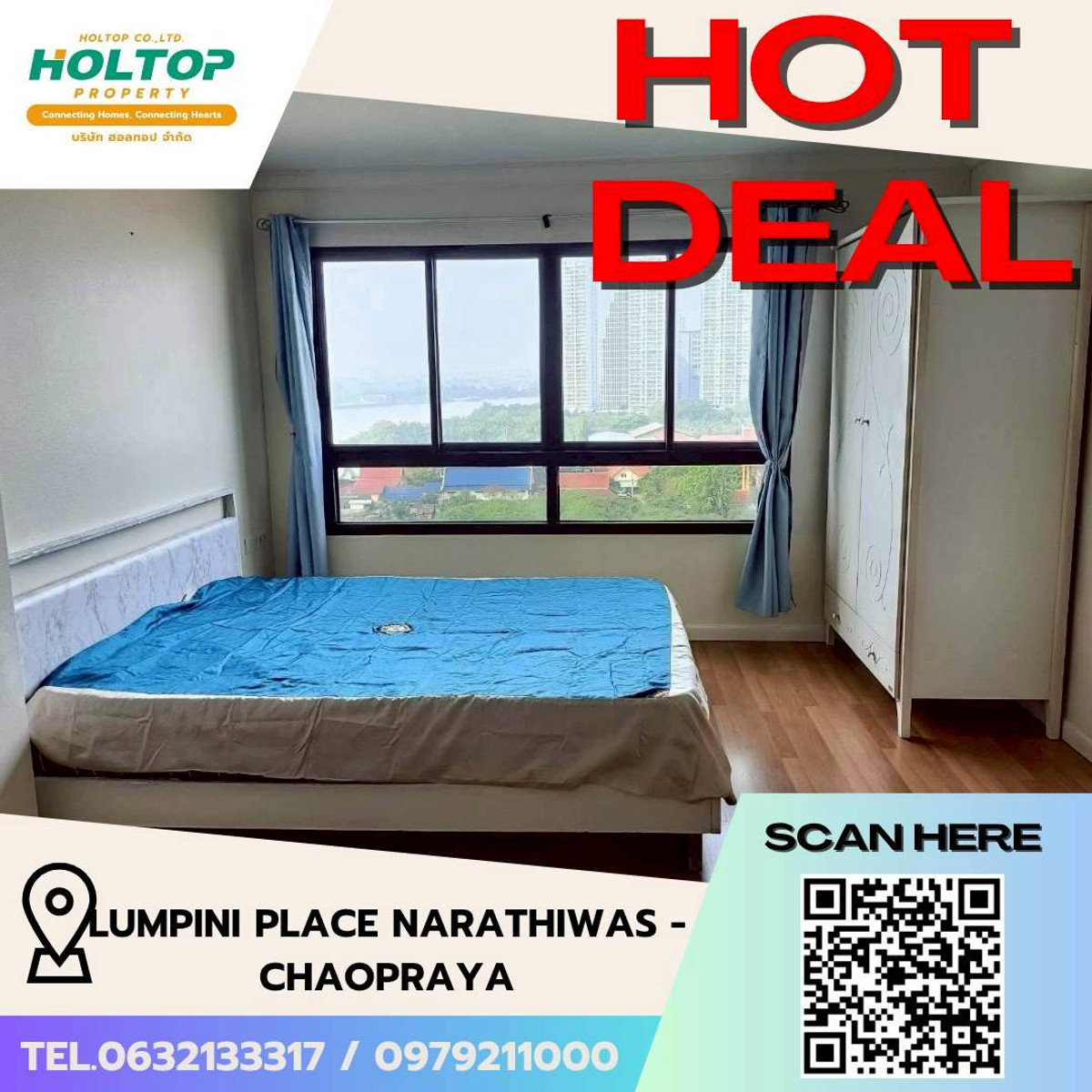 For RentCondoRama3 (Riverside),Satupadit : #L100🎉Condo for rent Lumpini Place Narathiwas - Chaopraya(รหัสเดิมS3725) 