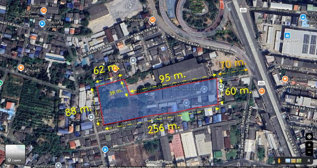 ขายที่ดินราษฎร์บูรณะ สุขสวัสดิ์ : ขาย ที่ดิน พระประแดง      ถนนสุขสวัสดิ์ เนื้อที่ 10 ไร่ 3 งาน 18.5 ตรว