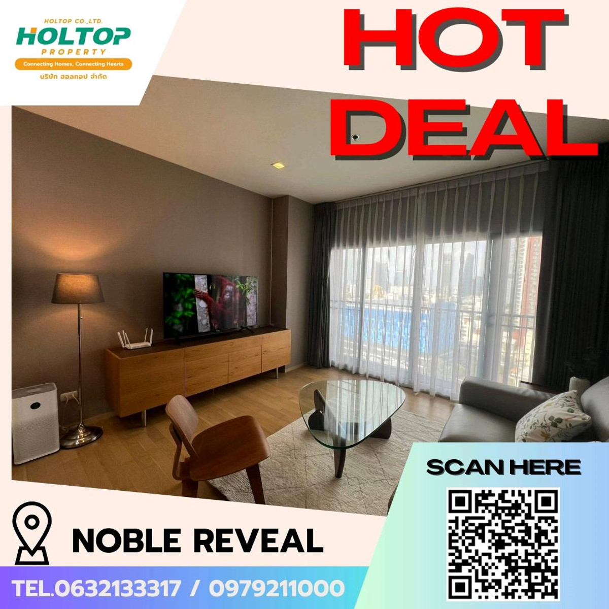 ให้เช่าคอนโดสุขุมวิท อโศก ทองหล่อ : #E122 🎉170369 ให้เช่าคอนโด Noble Reveal 