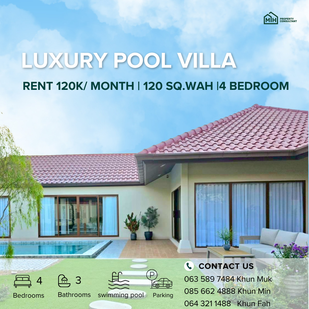 ให้เช่าบ้านพัทยา บางแสน ชลบุรี สัตหีบ : 🔥 Luxury Pool Villa for Rent in Huay Yai | Balina 3 | 4 Bedrooms | Private Pool | 120,000 THB/Month 🔥