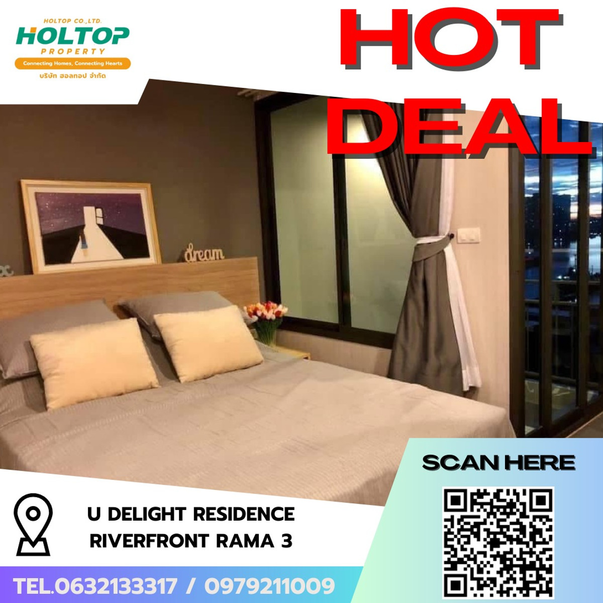 For RentCondoRama3 (Riverside),Satupadit : #R9647 🎉 180369 Condo for Rent: U Delight Residence Riverfront Rama 3