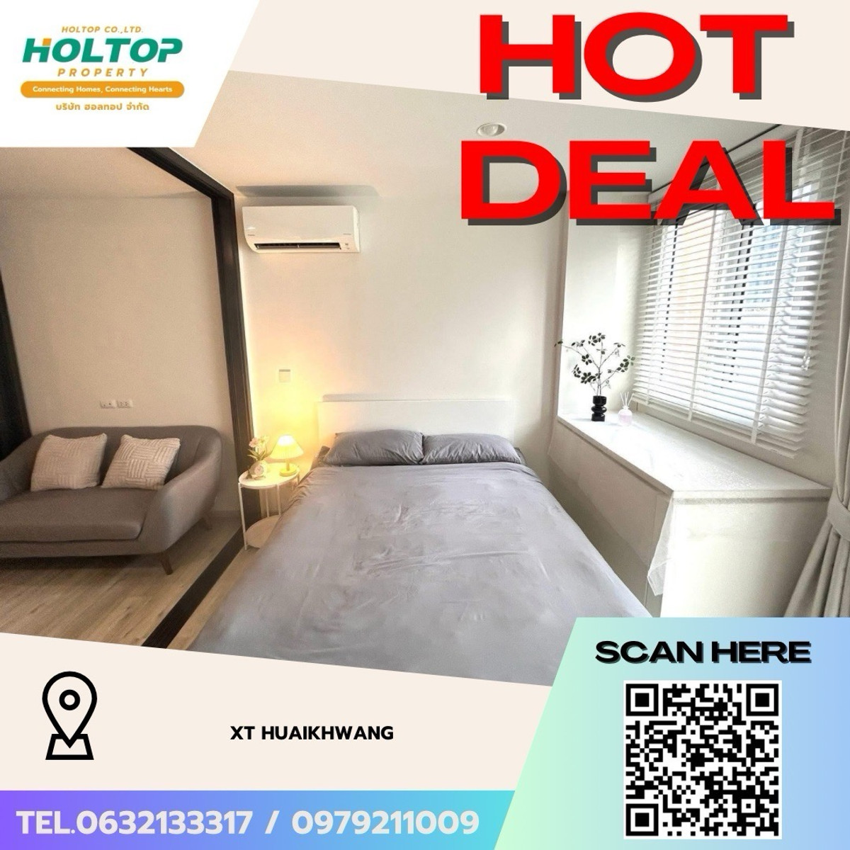 ให้เช่าคอนโดรัชดา ห้วยขวาง : #Z5054💥 180369 🔥ให้เช่าคอนโด XT HUAIKHWANG