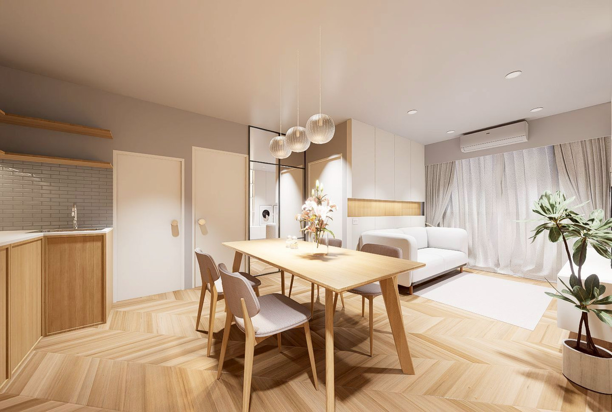 For SaleCondoPattanakan, Srinakarin : Introducing a new model, size 67 sq m, close to the BTS only 150 meters, 2 bedroom, 1 bathroom condo.