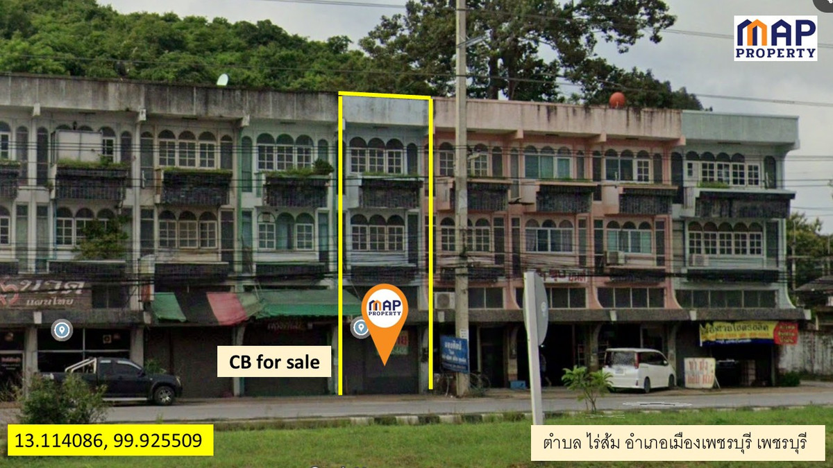 For SaleShop HouseCha-am Phetchaburi : 3.5-story commercial building for sale, located on Phetkasem Road