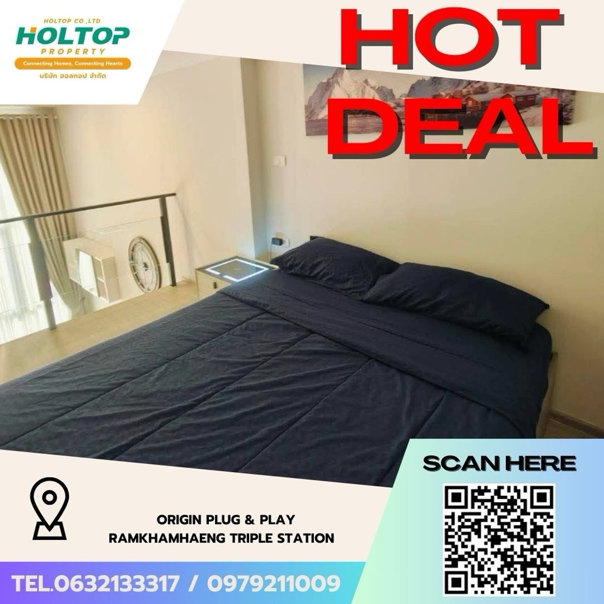 For RentCondoSeri Thai, Ramkhamhaeng Nida : #Z5071💥 190369 🔥Condo for rent Origin Plug & Play Ramkhamhaeng Triple Station