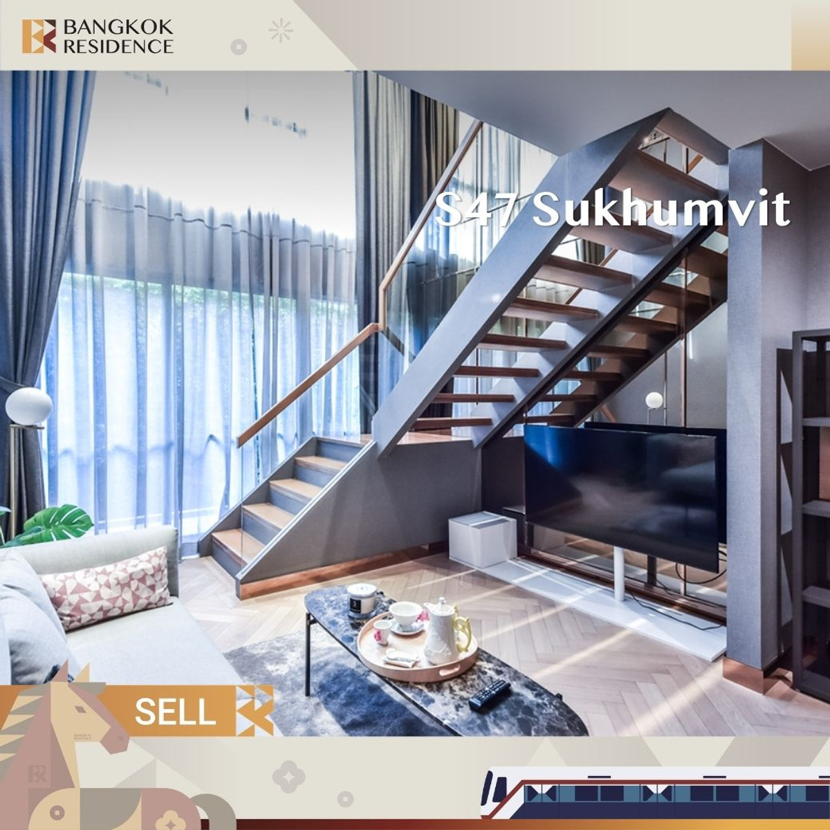 For SaleCondoSukhumvit, Asoke, Thonglor : 💙Condo for Sale in Bangkok , S47 Sukhumvit near Bts Phrom Phong , 9.849 MB. 1 Bedroom Unfurnished Unit 