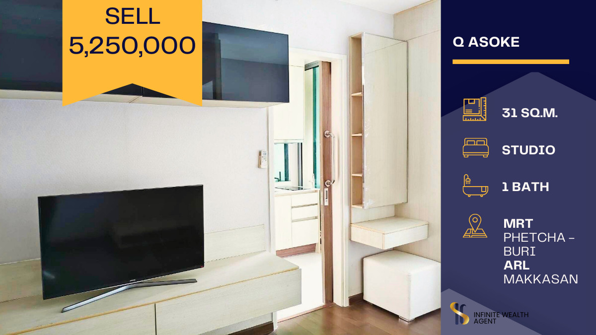 For SaleCondoRama9, Petchburi, RCA : 🔥 FOR SALE! Best Price in the Building – Q Asoke | 5.25 MB Only 💎✨ Rare opportunity in a prime CBD location with unbeatable connectivity! 🚆✈️