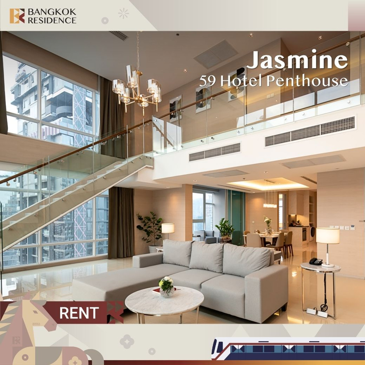 ให้เช่าคอนโดสุขุมวิท อโศก ทองหล่อ :  Jasmine 59 Hotel, Spacious Penthouse💎Luxury Stay in the Heart of Thonglor ❤️ 