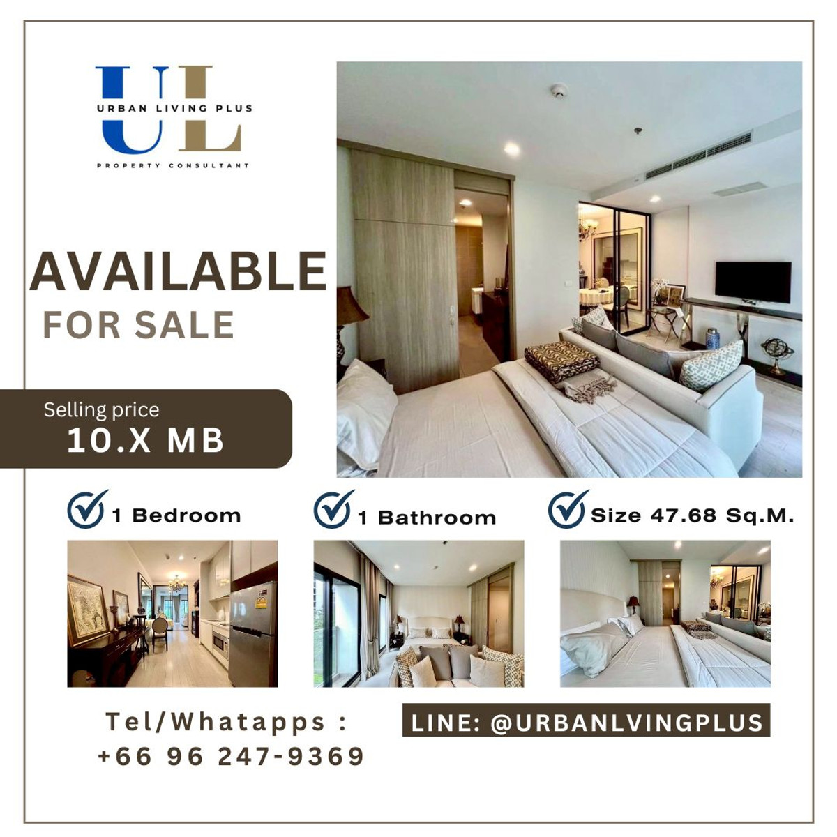 For SaleCondoWitthayu, Chidlom, Langsuan, Ploenchit : ( UL2603201 ) Tel/Line 096-2479369✨FOR SELL Noble Ploenchit , 1 bedroom, 1 bathroom, Size 47.68 Sq.M. New room, Special Deal!!
